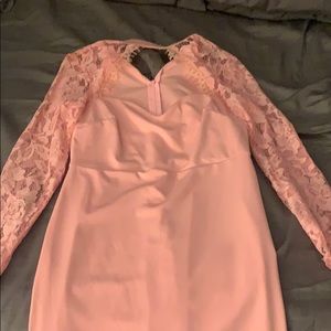 Pink dress with lace sleeves